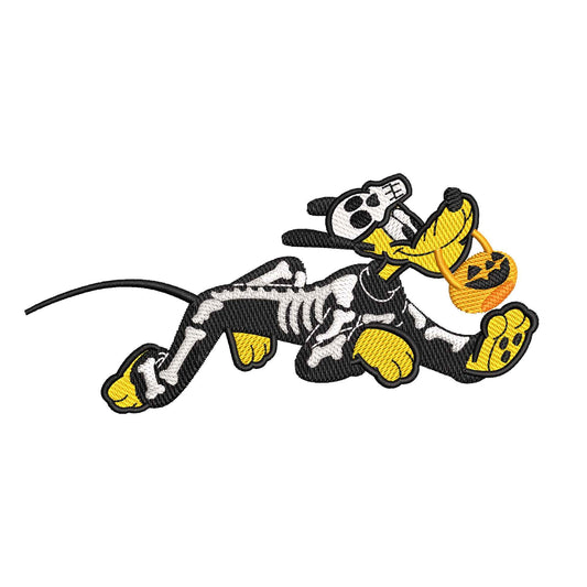 Halloween embroidery designs Pet Dog wearing skeleton dress - 05052411