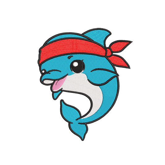 Dolphin wearing bandana machine embroidery designs - 09052405