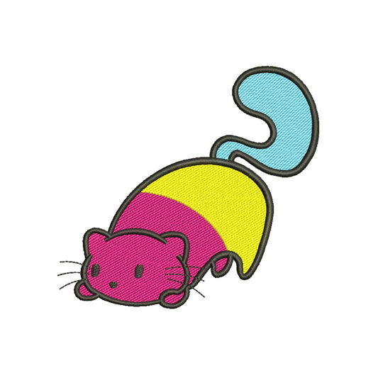 Cat embroidery designs pansexual pride flag - 1010033