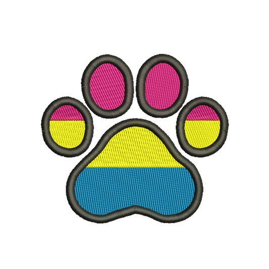 Paw embroidery designs pansexual pride flag - 1010044