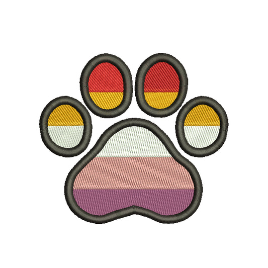 Paw embroidery designs lesbian pride flag - 1010047