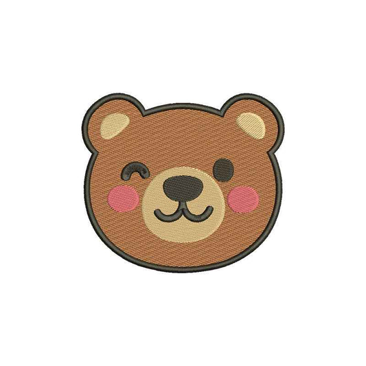 kawaii bear face embroidery file - 110017