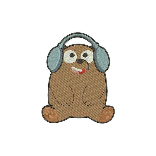 Bear with headphones embroidery designs - 110022
