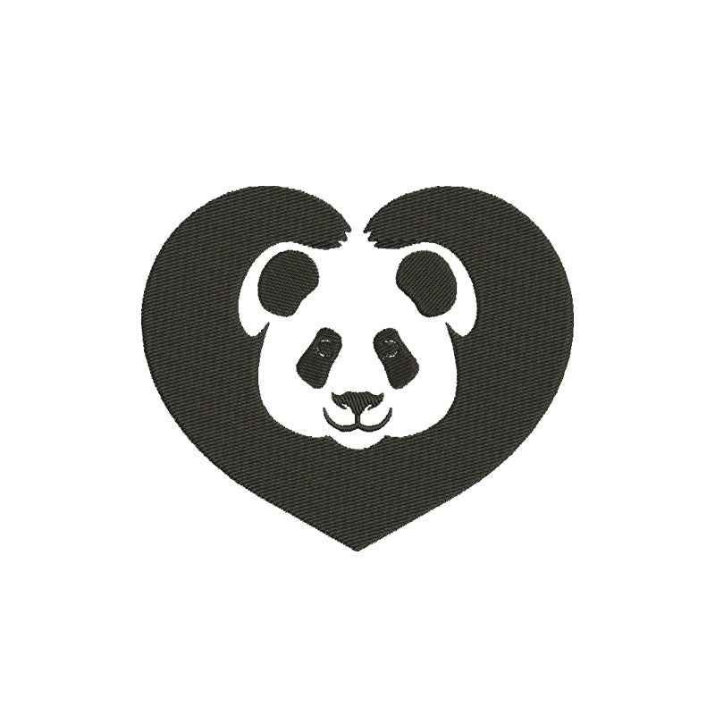 Panda heart machine embroidery designs - 110049