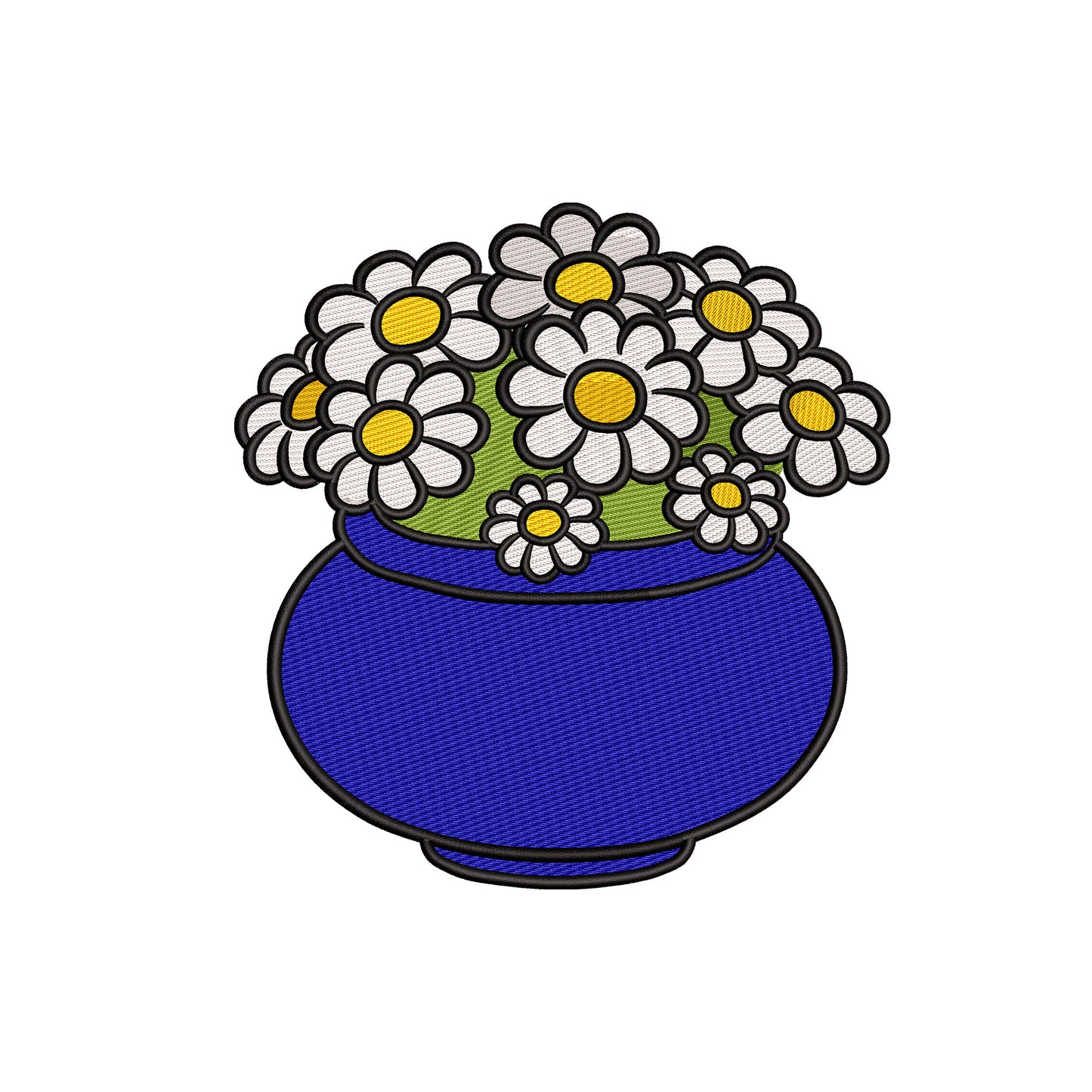 A vase of white daisies embroidery designs flowers - 12062401