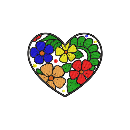 Flowers heart embroidery designs of machine - 12062410