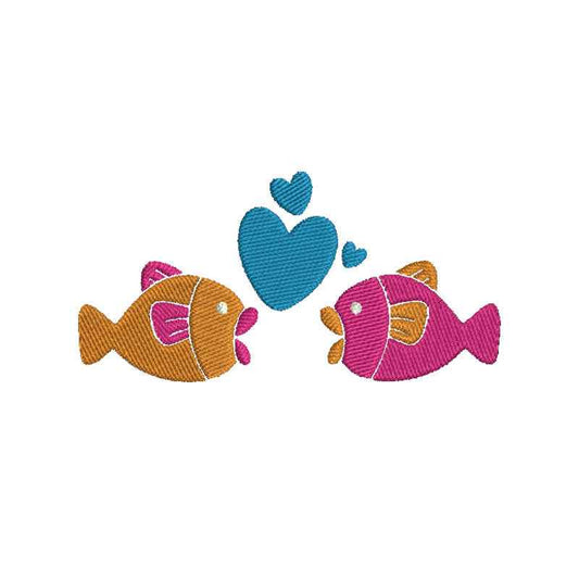 Fish Love machine embroidery designs Valentine - 160012