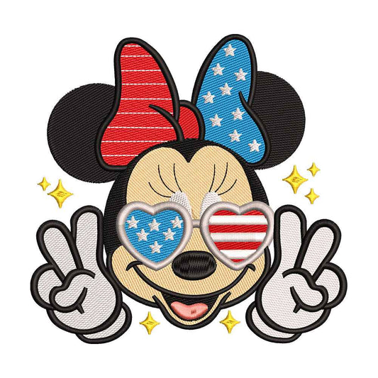 Patriotic Polka Dot Mouse Embroidery Design - 190417