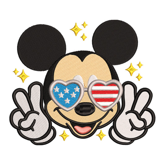 Patriotic Mickey Mouse Embroidery Design - 190418