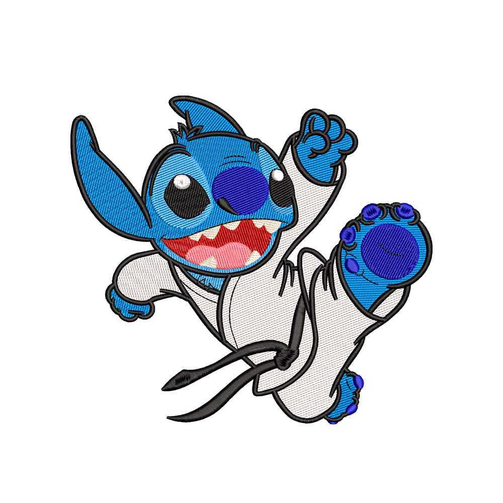 Blue Alien Pet karate embroidery designs for machine - 191103