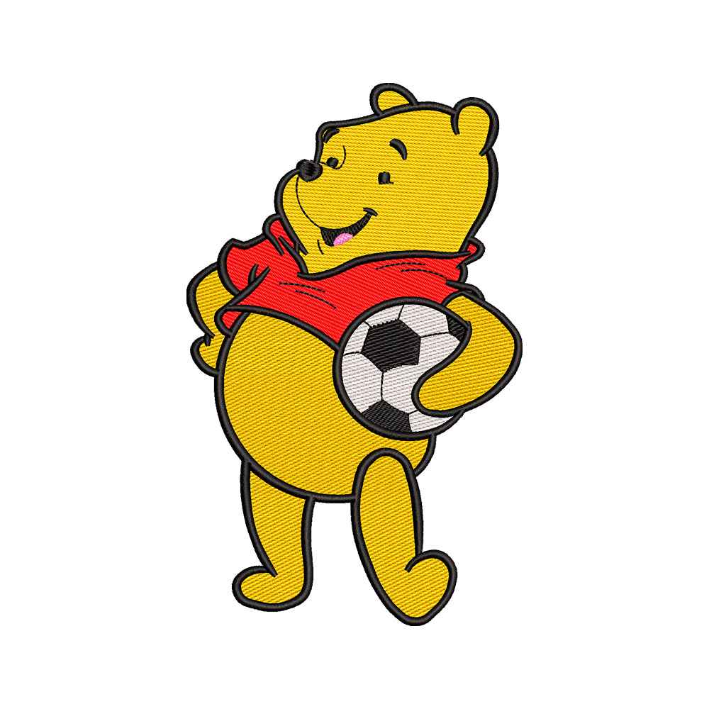 Cute Yellow Bear with ball embroidery design - 191105