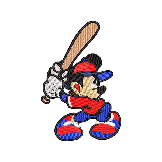 Classic Cartoon Mouse playing baseball embroidery designs - 191106