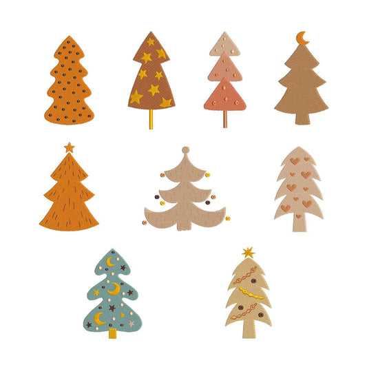 Embroidery designs christmas boho trees bundles