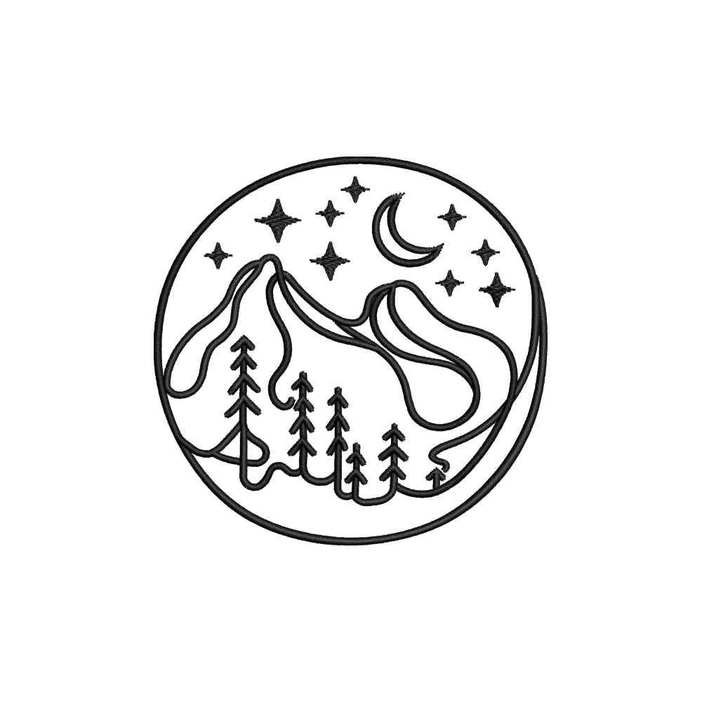 One line mountain embroidery designs for machine - 22062412