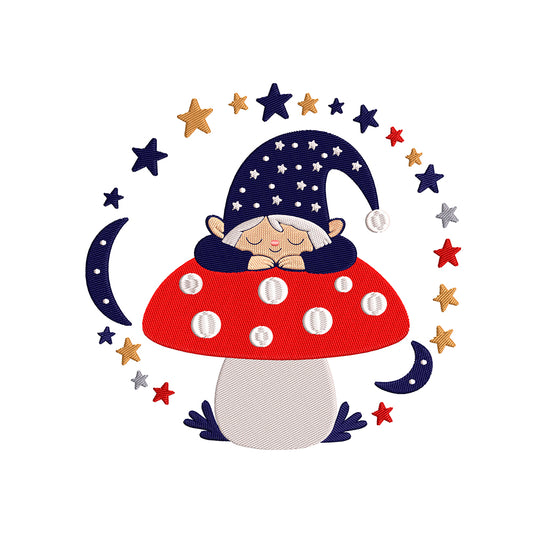 Machine embroidery designs sleeping gnome - 231005