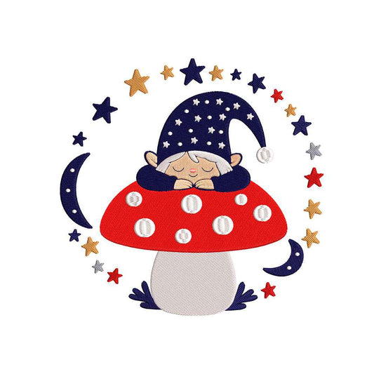 Machine embroidery designs sleeping gnome - 231005