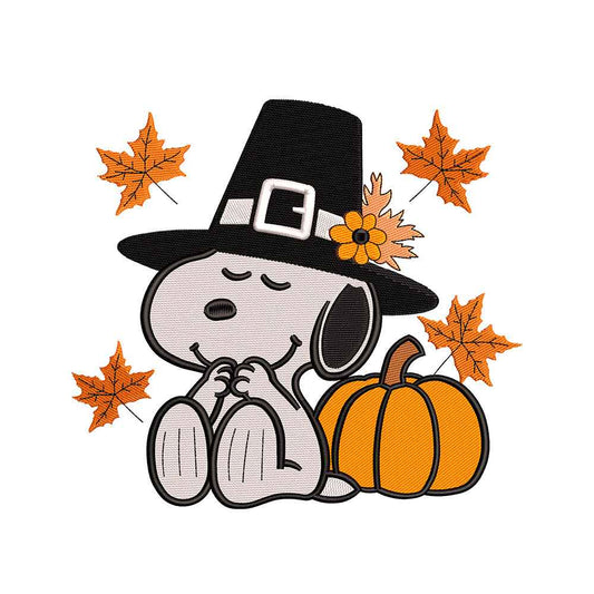 Cute Beagle Dog Thanksgiving Day embroidery designs - 271001