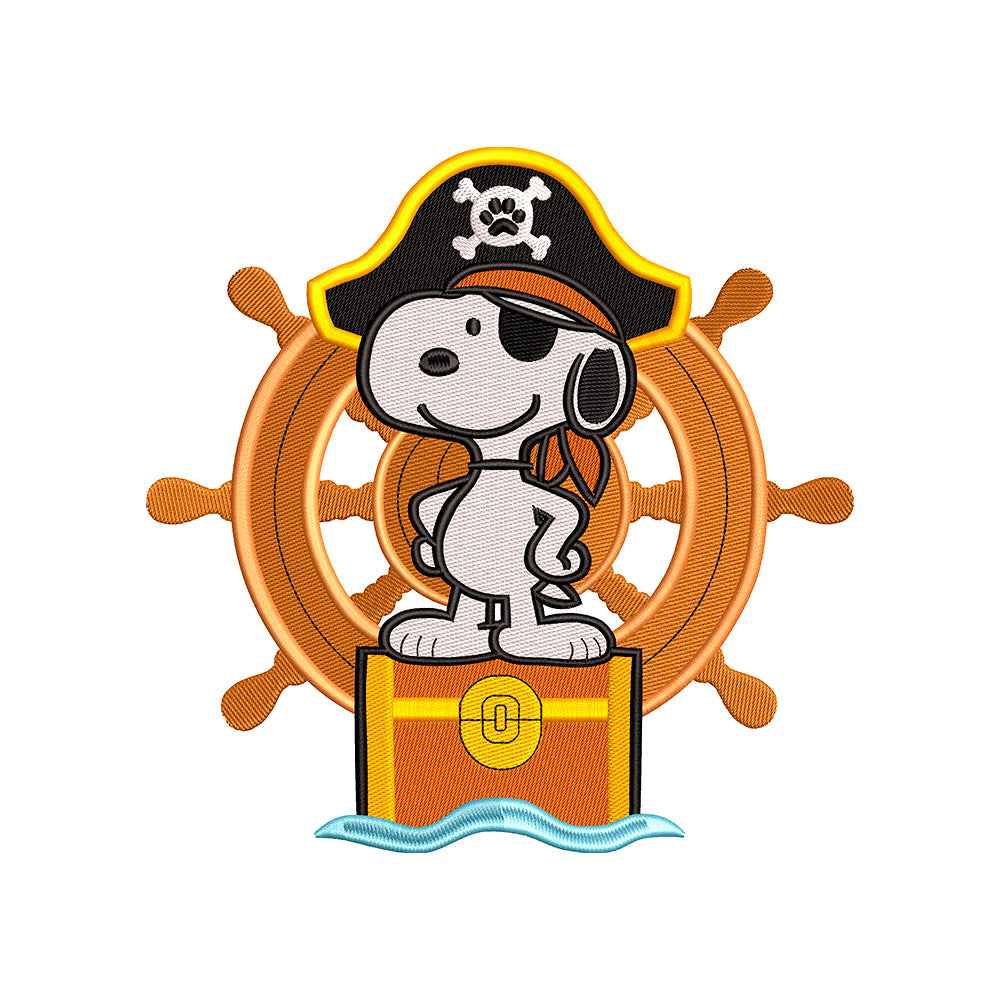 Cute Beagle Dog pirate embroidery designs for machine - 271002