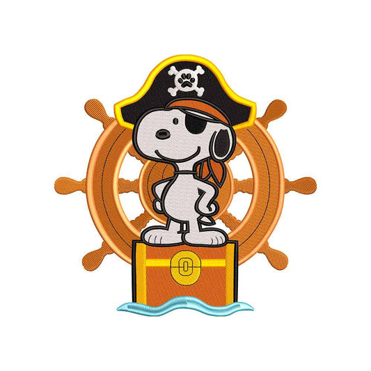 Cute Beagle Dog pirate embroidery designs for machine - 271002