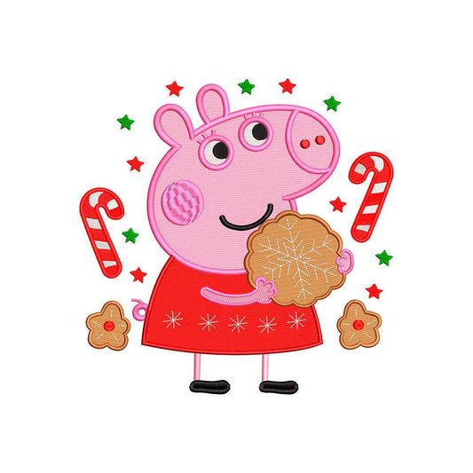 Pink Cute Pig Christmas embroidery designs - 271011