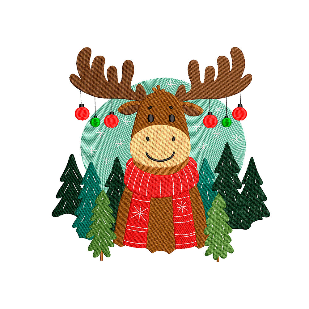 Deer Christmas embroidery designs for machine - 271015