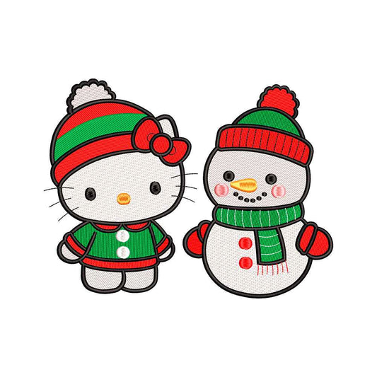 Cute White Cat Christmas embroidery designs - 271022