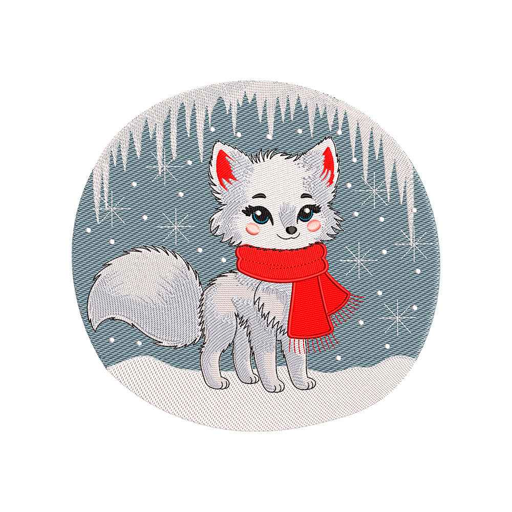 Cute winter fox embroidery designs - 271025