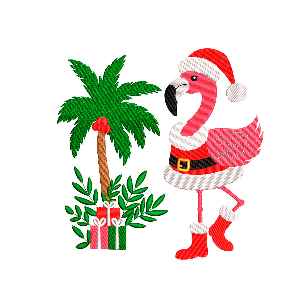 Flamingo embroidery designs Christmas - 271040