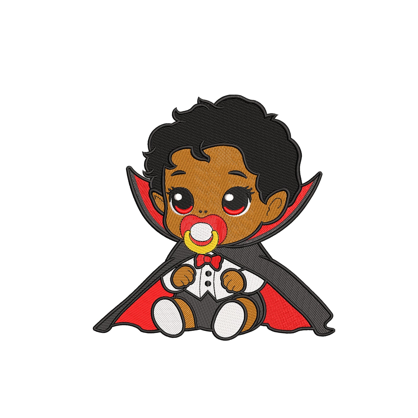Cute baby wearing vampire wear embroidery designs - 28042405