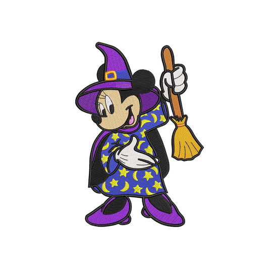 Halloween embroidery designs Polka Dot Mouse wearing witch wear - 29042401