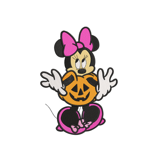 Cute mouse wearing pumpkin wear embroidery designs Halloween - 29042405