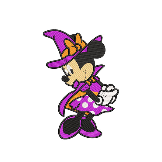 Cute witch mouse embroidery designs Halloween - 29042407
