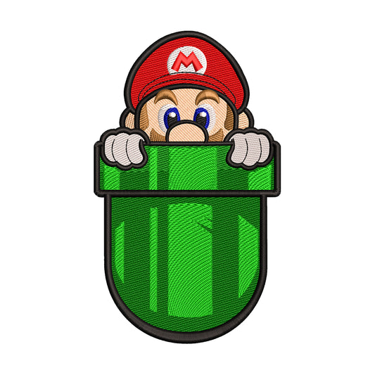 Mario in Pipe Embroidery Design - 310302