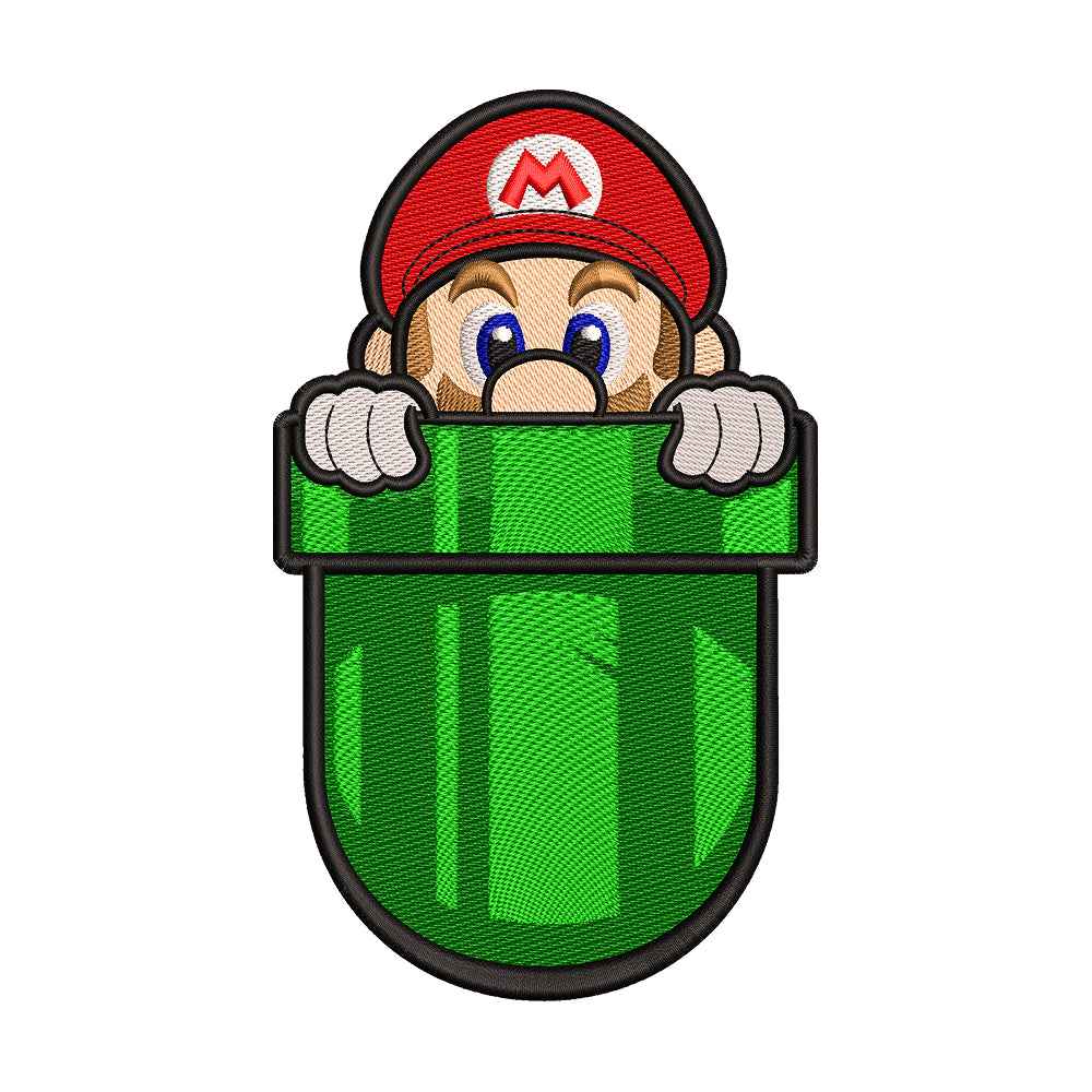 Video Game Plumber in Pipe Embroidery Design - 310302