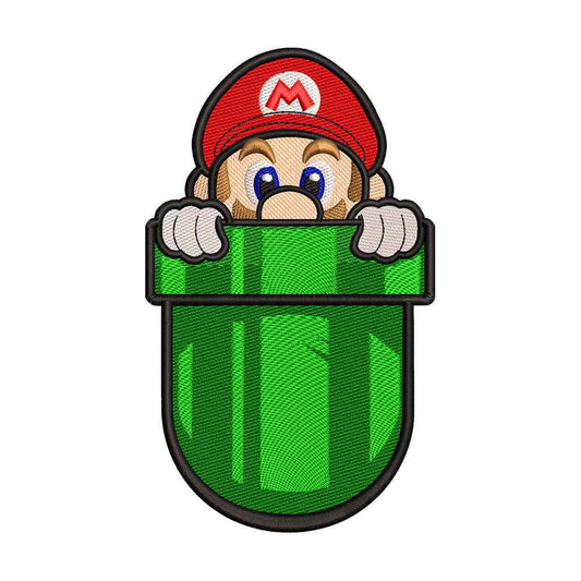Video Game Plumber in Pipe Embroidery Design - 310302