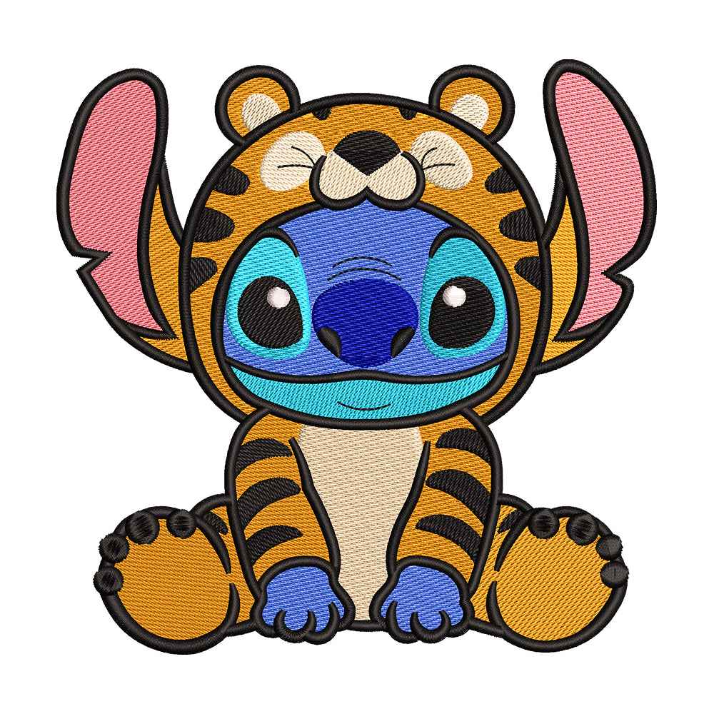 Blue Alien Pet in Tiger Costume Embroidery Design - 310304