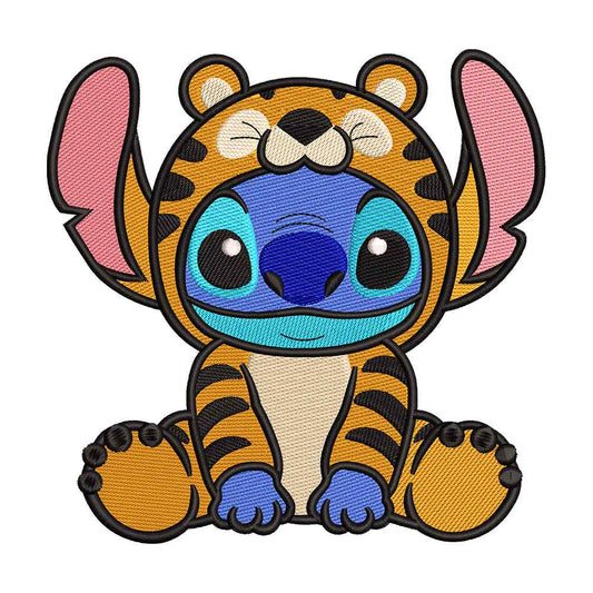 Blue Alien Pet in Tiger Costume Embroidery Design - 310304