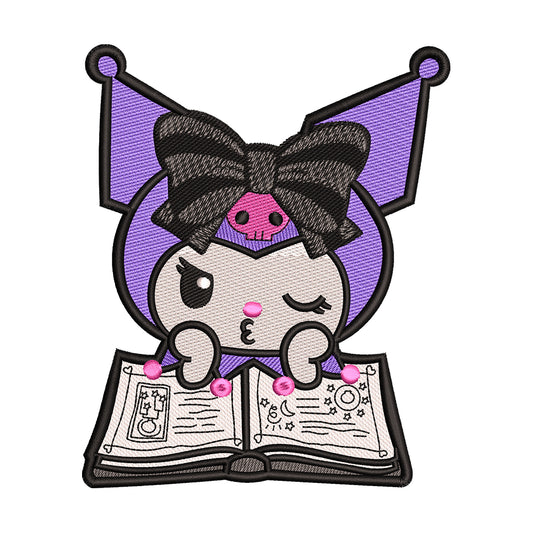Kuromi Reading a Book Embroidery Design - 310305