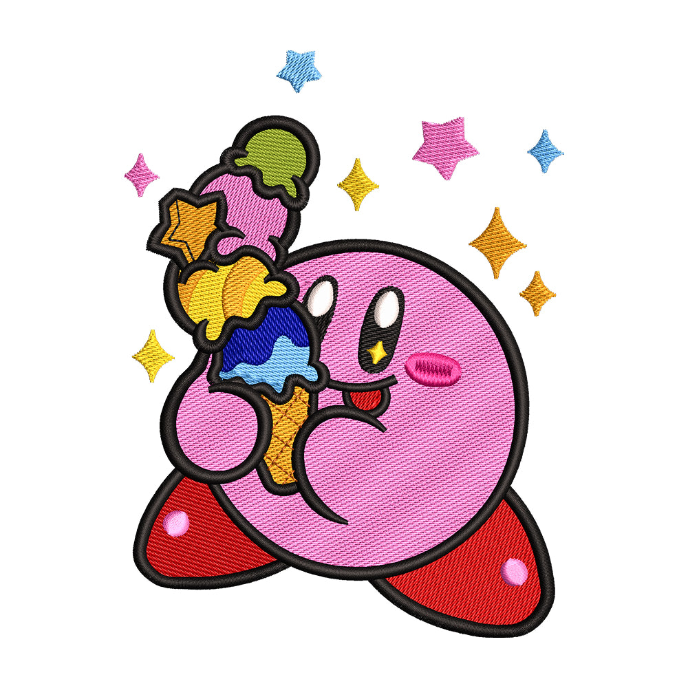 Kirby with Ice Cream Embroidery Design - 310307