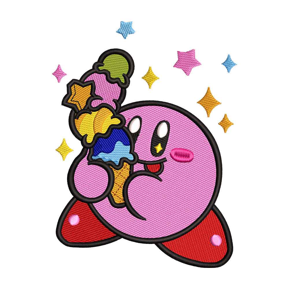 Kirby with Ice Cream Embroidery Design - 310307