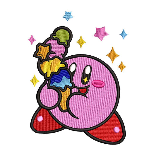 Kirby with Ice Cream Embroidery Design - 310307
