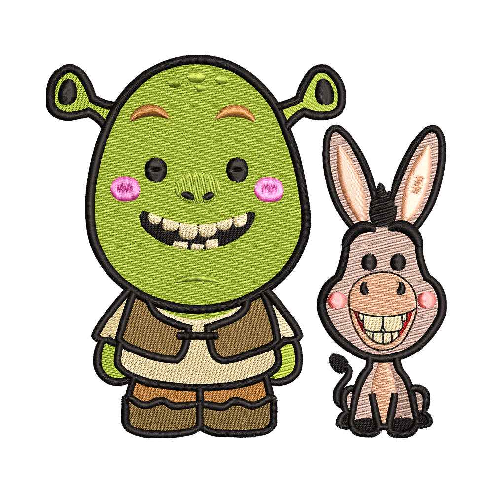 Shrek and Donkey Embroidery Design - 310312