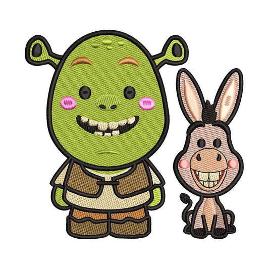 Shrek and Donkey Embroidery Design - 310312