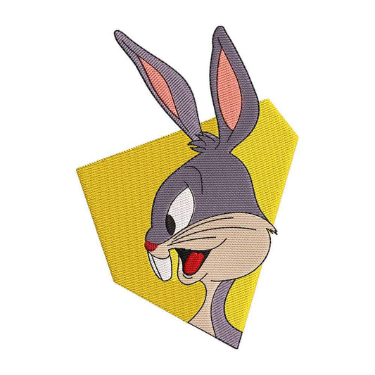 Grey Wise Rabbit Portrait Embroidery Design - 310323