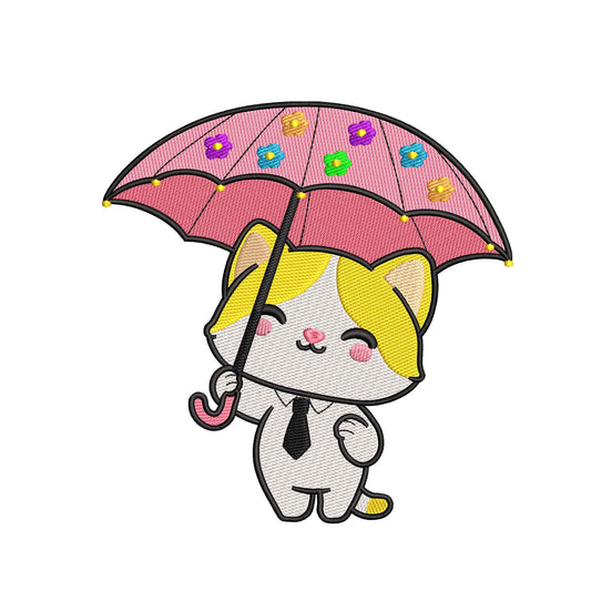 Cute Cat with Umbrella Baby Embroidery Design – 31032424