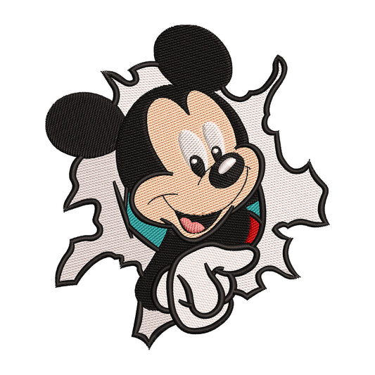 Mickey Mouse Breaking Through Embroidery Design - 310327