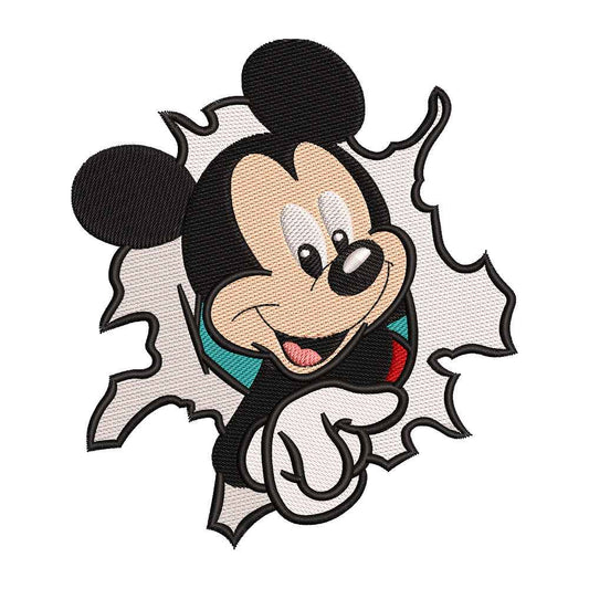 Classic Cartoon Mouse Breaking Through Embroidery Design - 310327