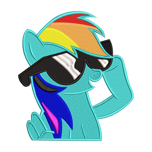 My Little Pony Rainbow Dash with Sunglasses Embroidery Design - 310344