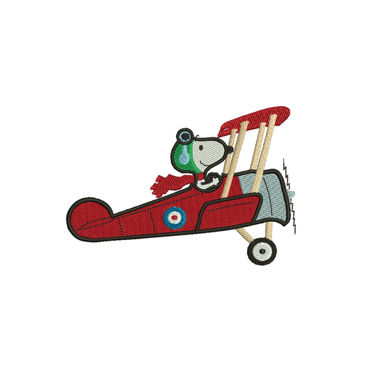 Puppy airplane embroidery designs digital - 320028