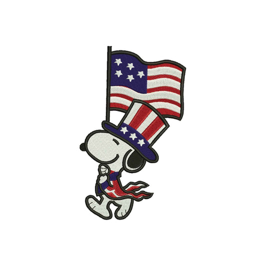 Cute Beagle Dog independence day embroidery designs digital - 320029